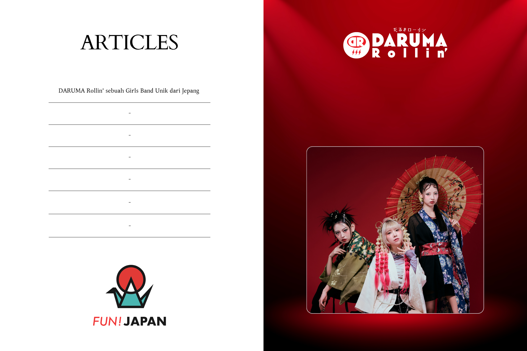 Artikel tentang DARUMA Rollin' di FUN! JAPAN