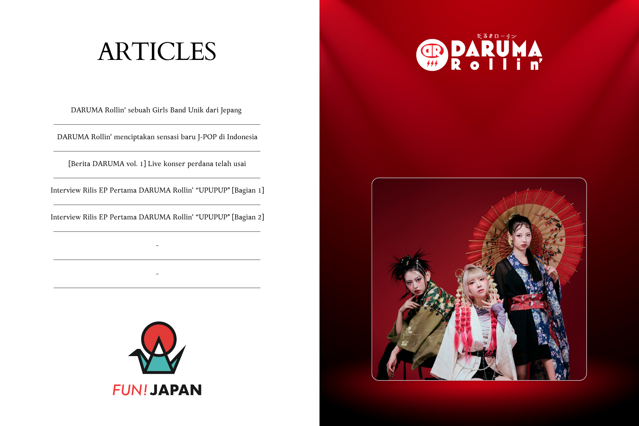 Artikel tentang DARUMA Rollin' di FUN! JAPAN Indonesia